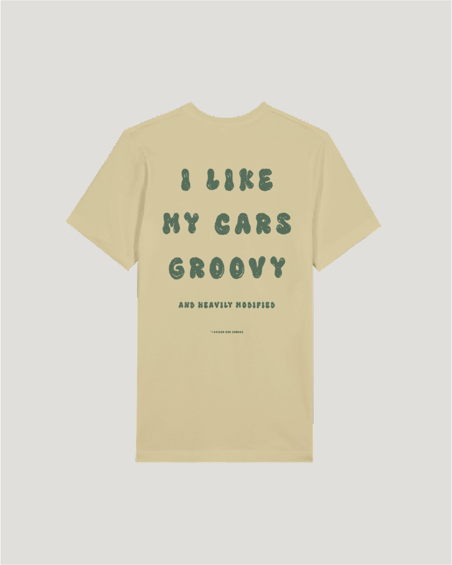 Groovy cars T-shirt, sand