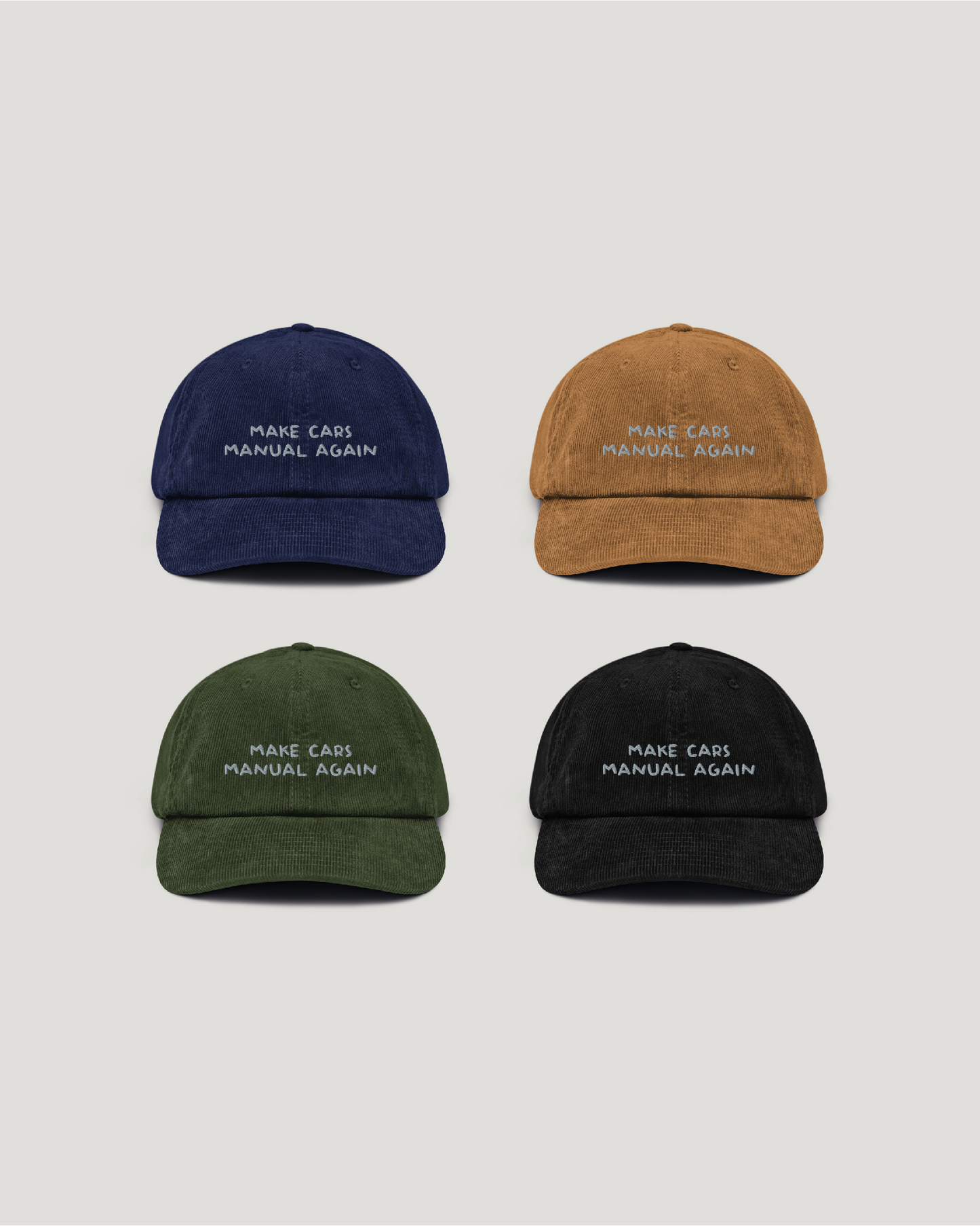 "Make cars manual again" cap